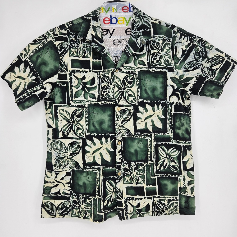 RJC‎ Hawaiian Shirt Mens XL Aloha Tropical Tiki Green Beach Hawaii USA AOP